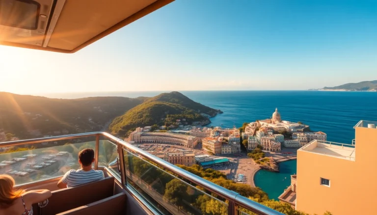 Bus panoramico scoperto con vista sul mare e sulla costa di Ischia in una giornata estiva